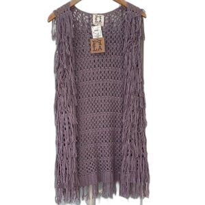 PPLA Lavender Knit FLOUNDER Fringe Vest
